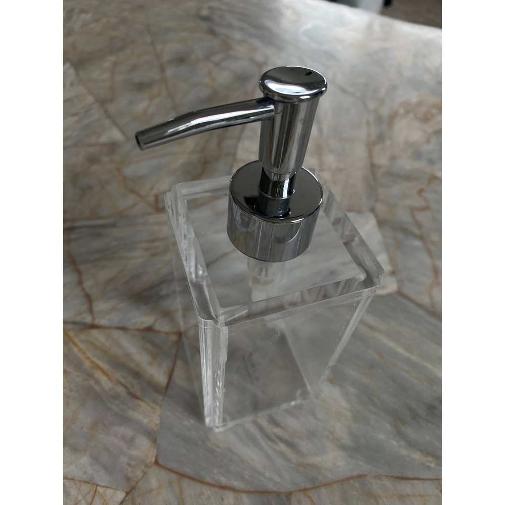 BINO Clear Acrylic Soap Dispenser Rectangular Chrome Pump Modern Bathroom Decor